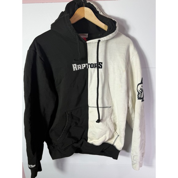 Mitchell & Ness Other - Mitchell & Ness Toronto Raptors Split Hoodie Black White Embroidered Mens Large